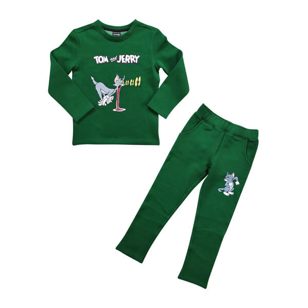 Platinum sports Kids winter clothing’s Set Green (Sweat shirt and sweat pant Boys)