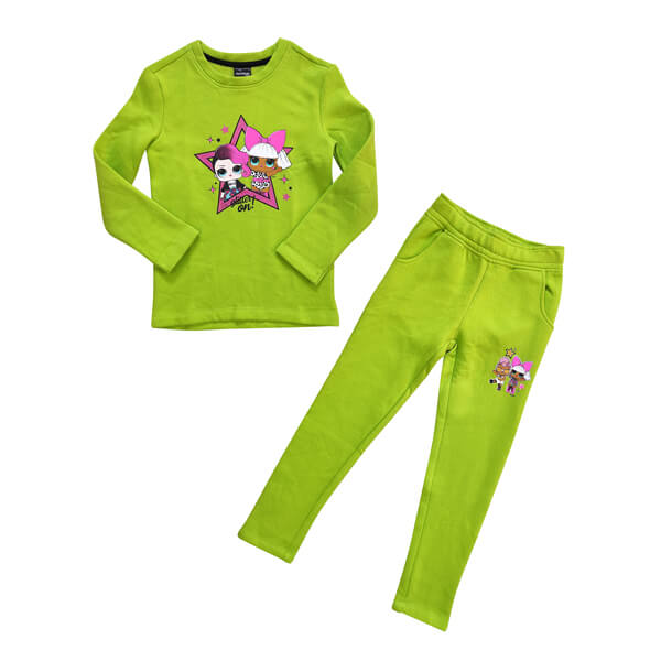 Platinum Sports Kids Winter Clothing’s Set Neon Green (Sweat shirt and sweat pant Girls)